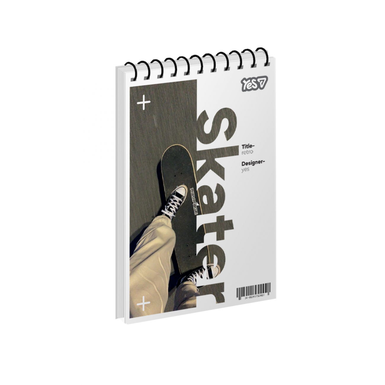 Блокнот пруж. верх. А6 80арк. кліт. карт. Skater №152302/Yes/ — фото товару | Канцелярський Сад