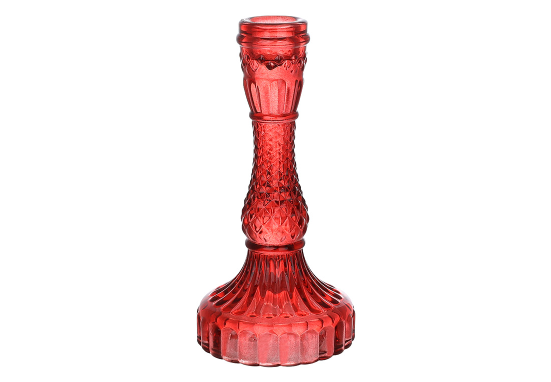 Підсвічник скло "Crystal" 9,5х17см (для тонкої свічки) червоний винний №133-017/Bonadi/ — фото товару | Канцелярський Сад
