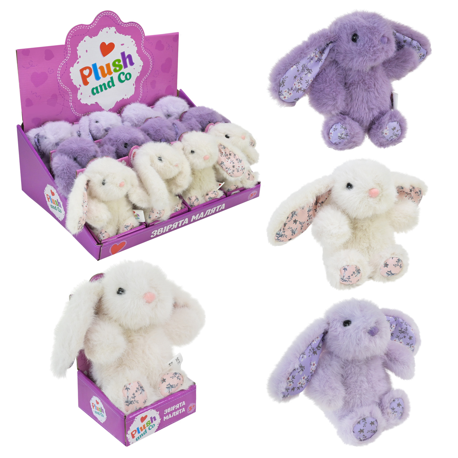 М'яка ігр. "Plush and Co" кролик 13см, в кор-ці 37,5х26,5х15см,3види №PLC25017(12)(144) КІ — фото товару | Канцелярський Сад