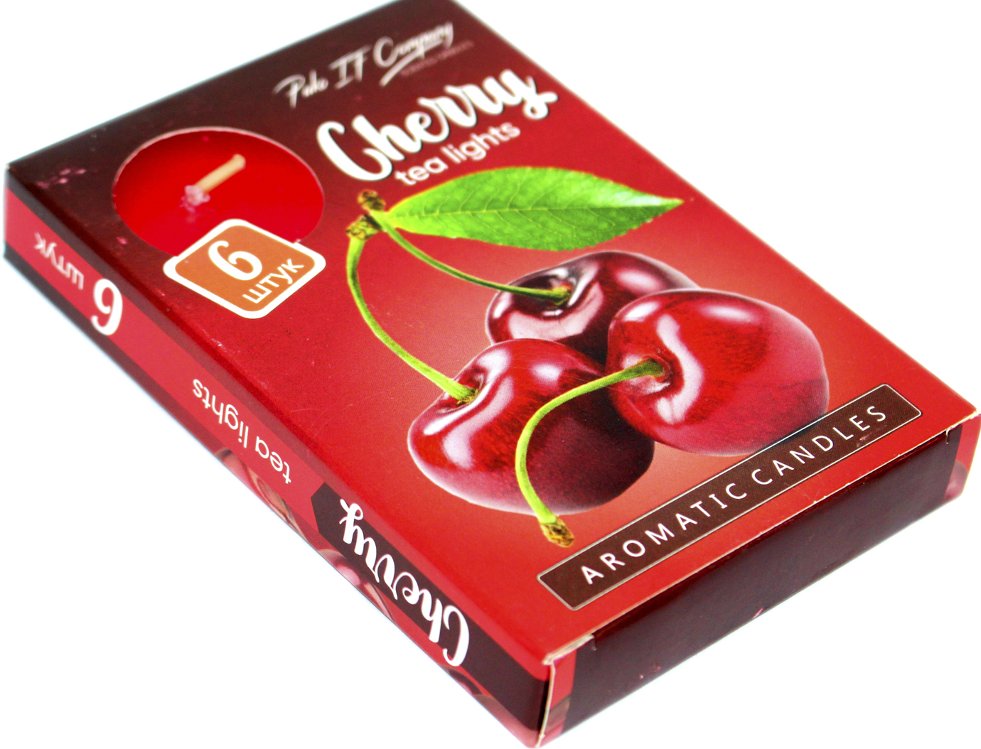 Свічка з ароматом "Pako" (6шт) Вишня — фото товару | Канцелярський Сад