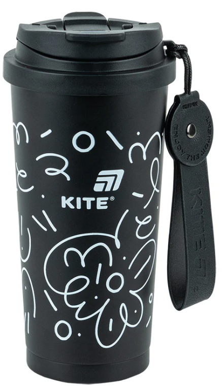 Термочашка метал. 0,55л "Kite" чорна №K25-1226-1 — фото товару | Канцелярський Сад