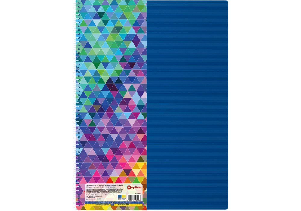 Зошит пруж. бок. А4 80арк. кліт. карт. "Optima" Kaleidoscope синій №O20365-02(1)(36) — фото товару | Канцелярський Сад