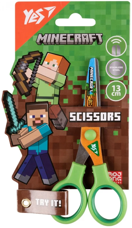 Ножиці дит. "Yes" №480440 Minecraft 13см з принтом на лезі(12) — фото товару | Канцелярський Сад