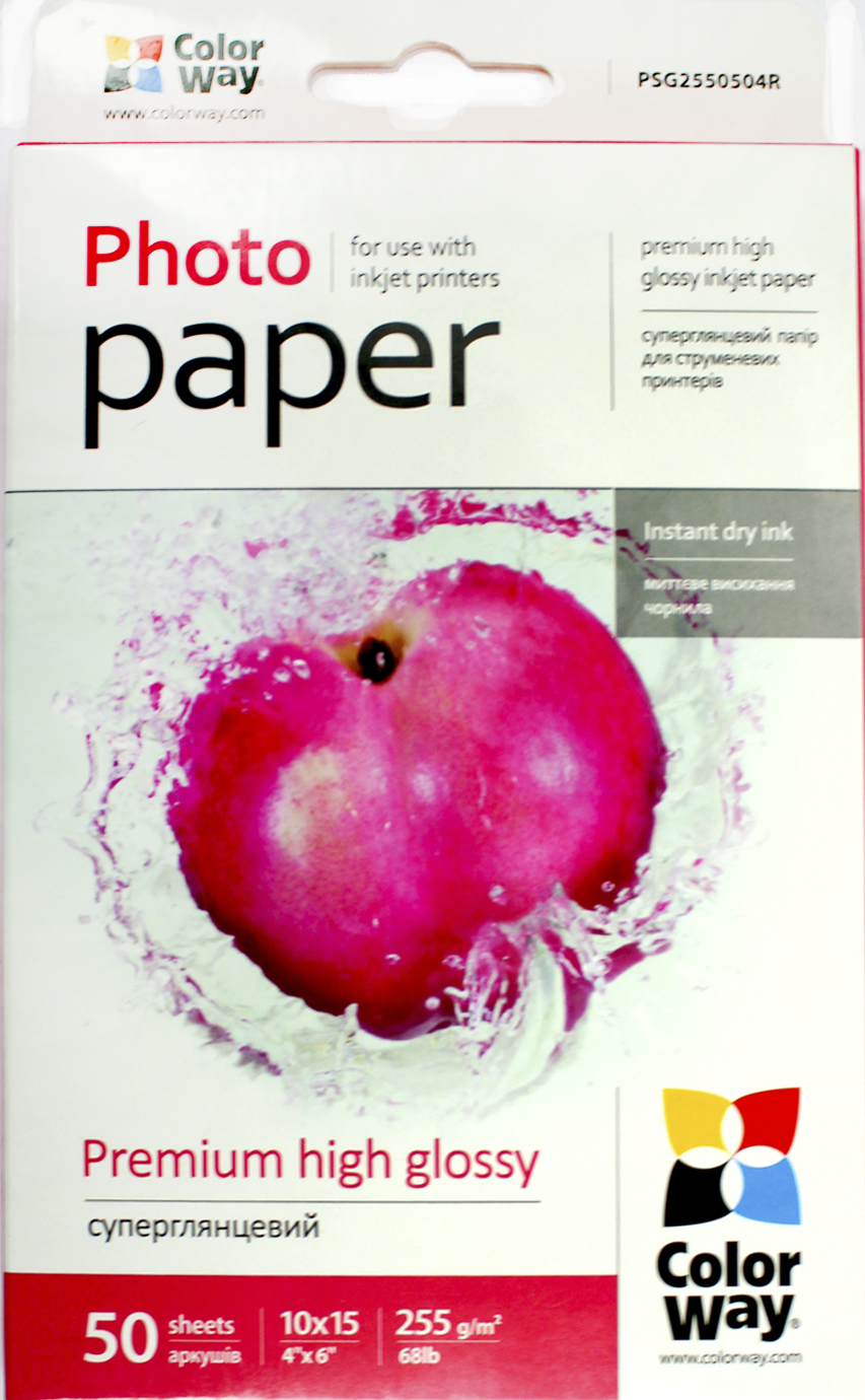 Фотопапір "CW" 10х15 255г/м суперглянц. №PSG255-50/43089 карт.уп.(50) — купити | Канцелярський Сад