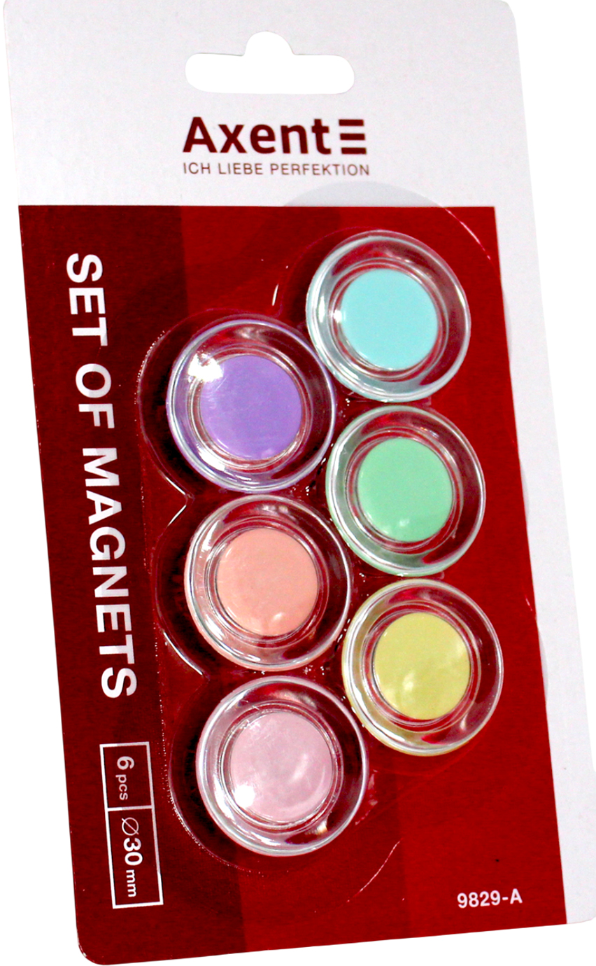 Набiр магнітiв "Axent" №9829-A Pastelini 30мм (6шт)(24) — купити | Канцелярський Сад