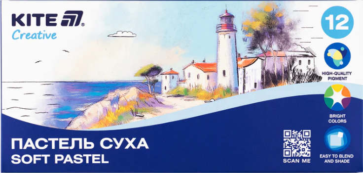 Пастель суха "Kite" №K-201-12 Creative 12кольор.(12) — фото товару | Канцелярський Сад