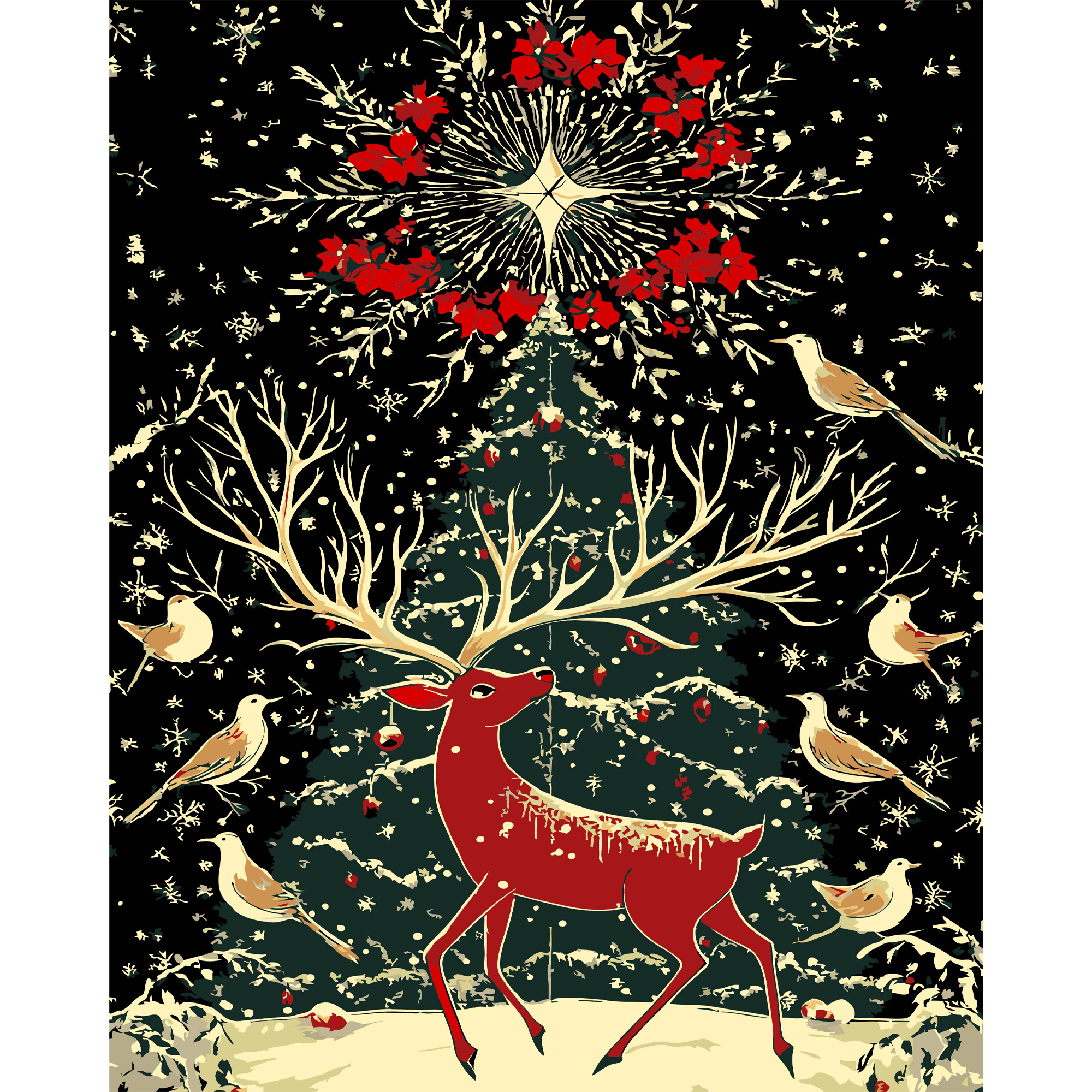 Картини по номерах "Фантастичний олень" 40х50см на чорному фоні №AH1241/Strateg/ — фото товару | Канцелярський Сад