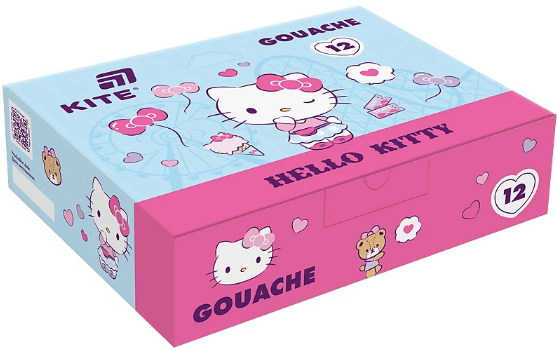 Гуаш "Kite" 12кольор. 20мл №HK25-063 "Hello Kitty" (12) — фото товару | Канцелярський Сад