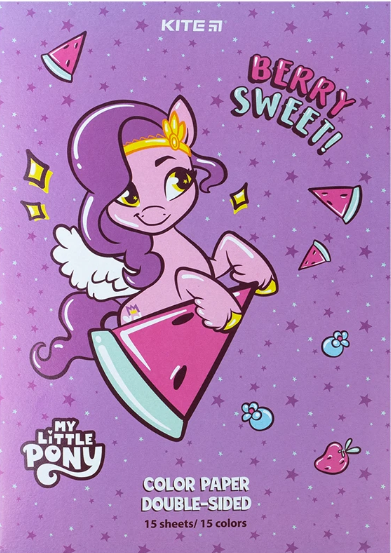 Папір кольор. А4 двостор. 15арк./ 15кольор. Little Pony №LP24-250/Kite/(50) — фото товару | Канцелярський Сад