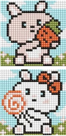 Набір з алмазною мозаїкою "Милі зайченята" 9х9см,на самоклеючій основі для дітей /Ідейка/ — фото товару | Канцелярський Сад