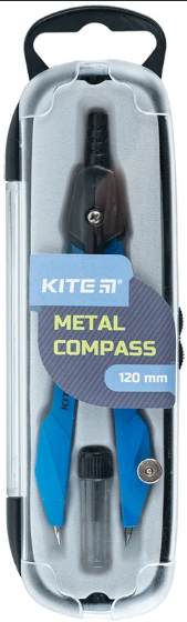 Циркуль "Kite" метал. Techno 130мм +грифель синій,у футлярі №K24-414-02(24) — фото товару | Канцелярський Сад