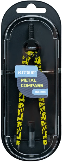 Циркуль "Kite" метал. з принтом,+грифель,жовтий у футлярі №K24-415-1(12) — фото товару | Канцелярський Сад