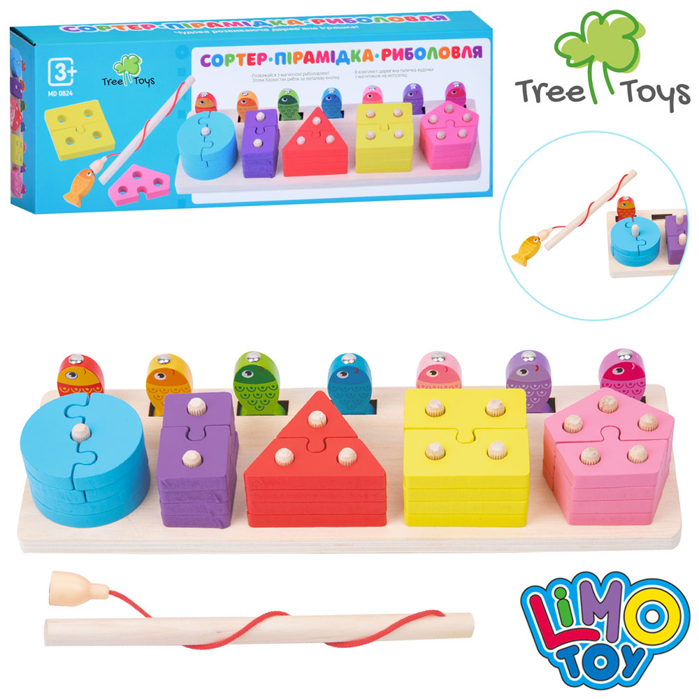 Іграшка дерев'яна Геометрика,магнітна вудка, в кор-ці, 31х11х5,5см №MD0824(36) — купити | Канцелярський Сад