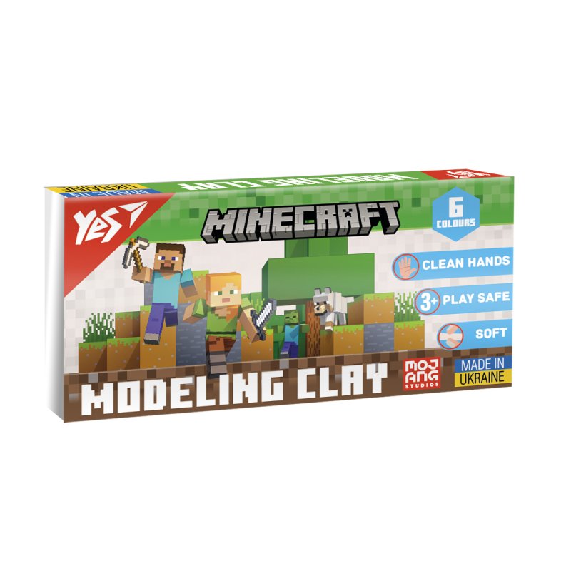 Пластилін "Yes" Minecraft 6 кольор. 120гр №540650(40) — купити | Канцелярський Сад