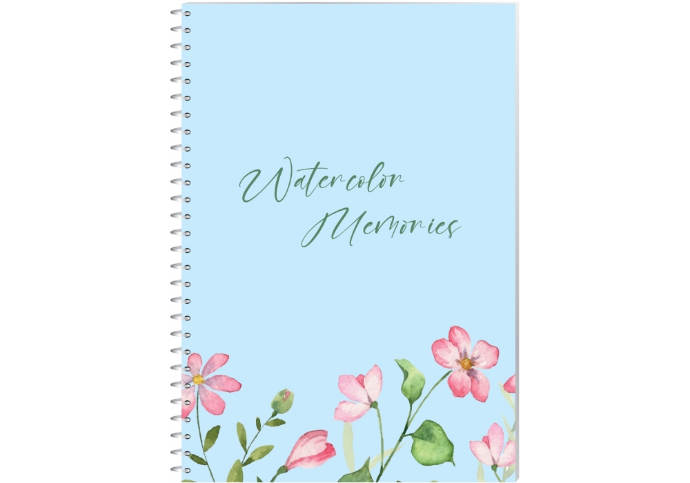 Блокнот пруж. бок. А5 80арк. кліт. "Watercolor Memories" №O27152/Optima/(5)(50) — фото товару | Канцелярський Сад