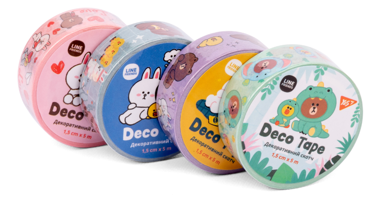 Стрічка самоклеюча "Line Friends" паперова 1,5смх5м №742880(24) — фото товару | Канцелярський Сад