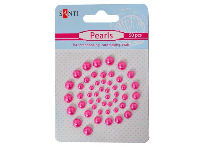 Набір перлин самокл. "Santi" малин. (50шт) №740190(10) — фото товару | Канцелярський Сад