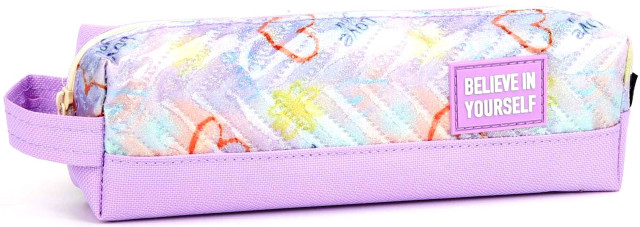 Пенал 1від., б/н,на блиск. фіолетовий №KJ3328/Мандарин/ — фото товару | Канцелярський Сад