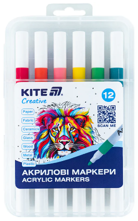 Набір маркерів акрил. "Kite" Creative №K-1156 12шт(25)(100) — фото товару | Канцелярський Сад