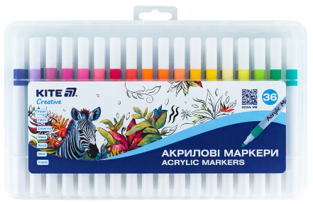 Набір маркерів акрил. "Kite" Creative №K-1158 36шт(25)(50) — фото товару | Канцелярський Сад