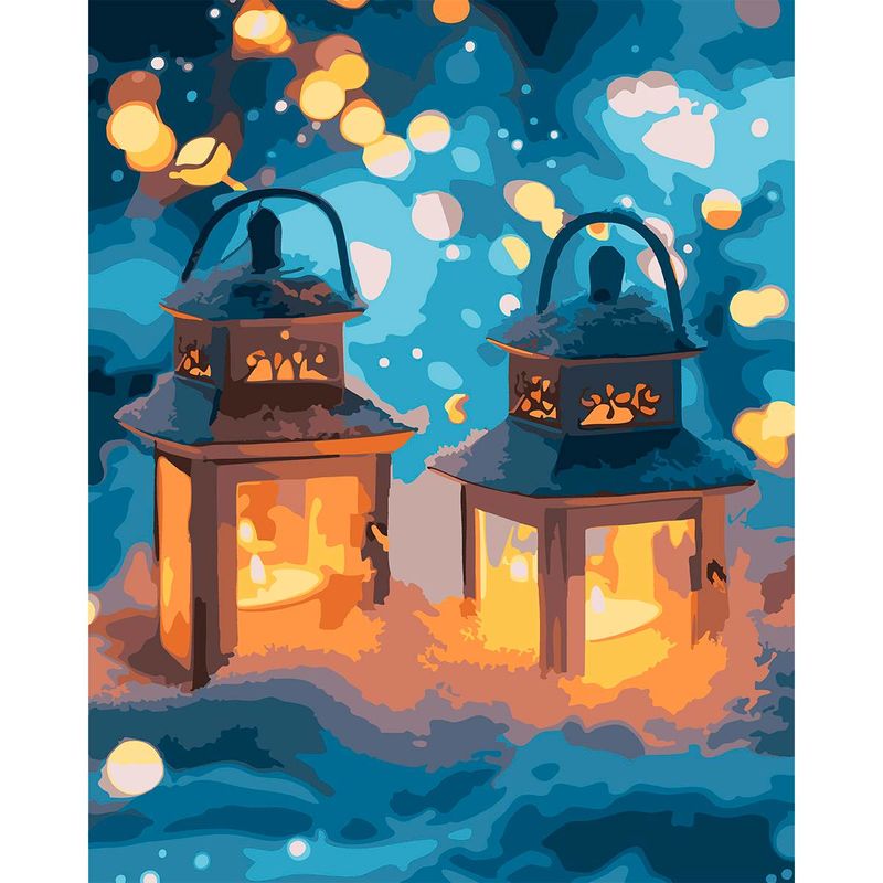 Картини по номерах "Ліхтарики у снігу" 40х50см,LED підсвітка №955084/Santi/(30) — фото товару | Канцелярський Сад