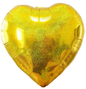 Набір кульок повітр. фольг. "Серце голограма" блиск золото 18"/45см 5шт №833651/Pelican/ — фото товару | Канцелярський Сад