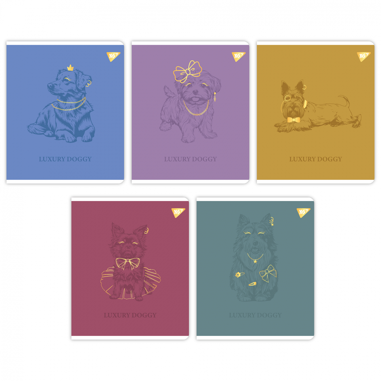 Зошит А5 YES 18арк. кліт. фольга золото,УФ виб "Luxure doggy" №767520(10)(200) — фото товару | Канцелярський Сад