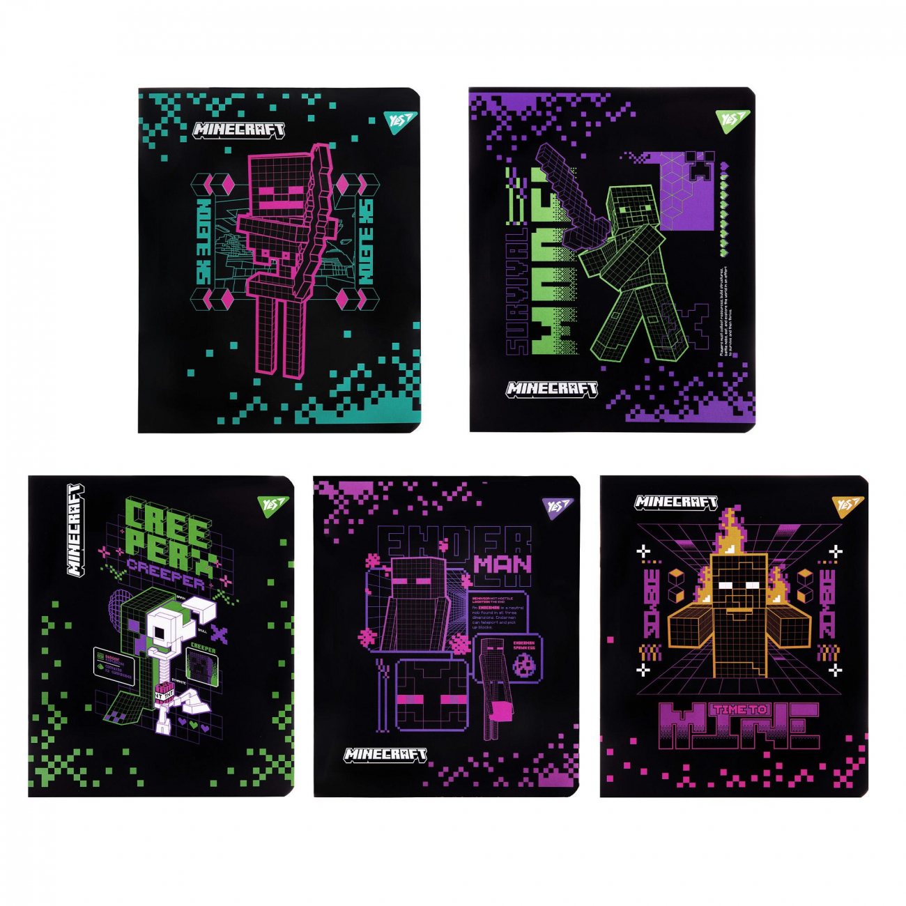 Зошит А5 YES 12арк. кліт. "Minecraft. Black" №767495(10)(250) — фото товару | Канцелярський Сад