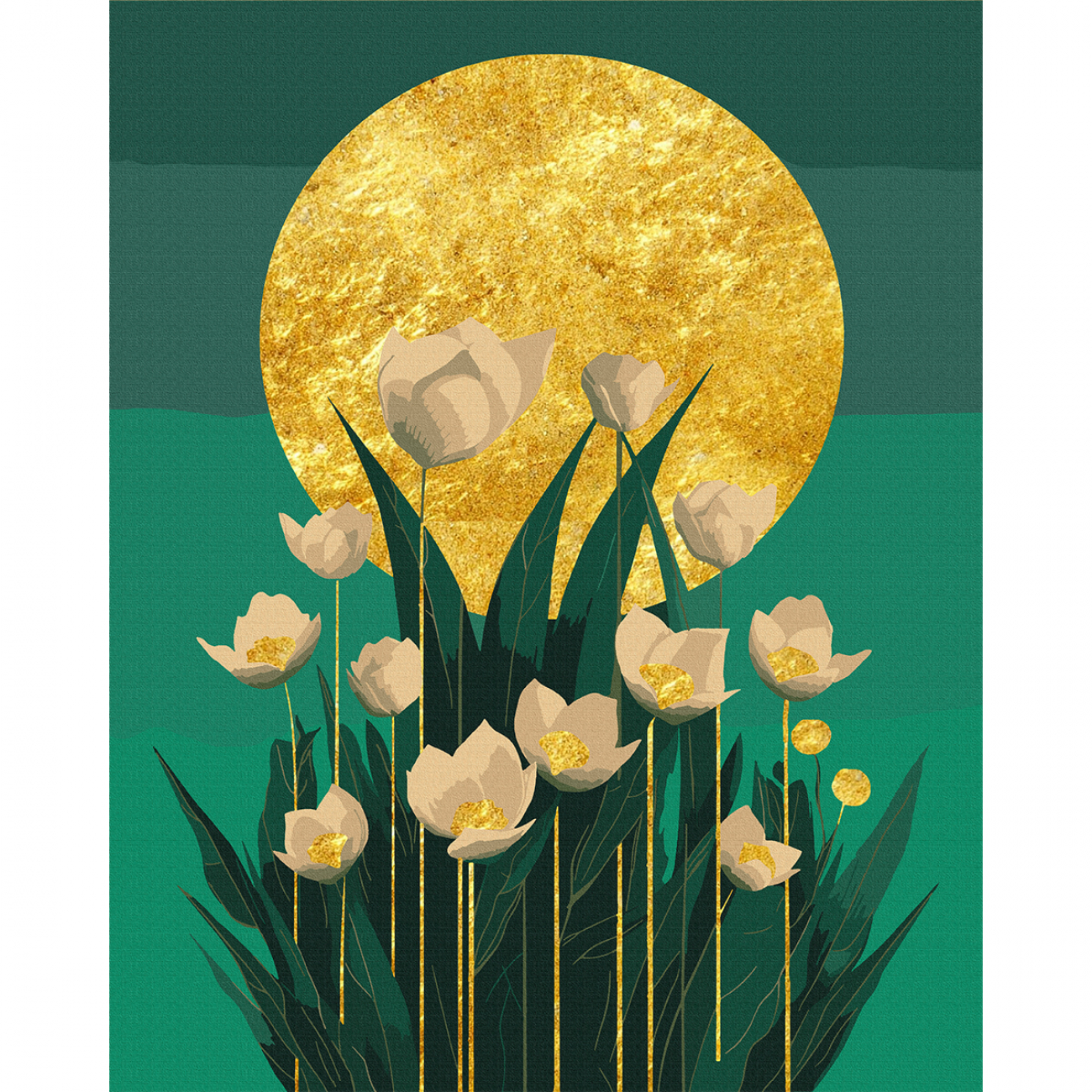 Картини по номерах "Квіти у місячному сяйві" 40х50см, поталь №955263/Santi/ — фото товару | Канцелярський Сад