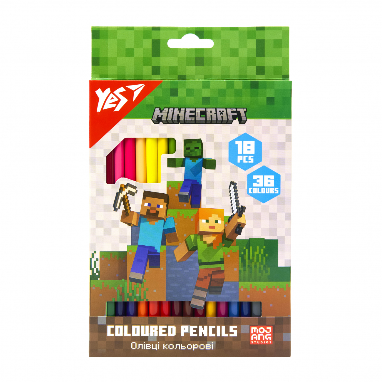 Олівці кольор. 36 кольор./18шт "Yes" №290768 Minecraft(8) — фото товару | Канцелярський Сад