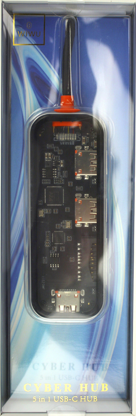 Адаптер перехідник WIWU Cyber HUB 5in1 Type C > USB3x3 > SD > Micro SD CB005 grey/Breidon/ — фото товару | Канцелярський Сад