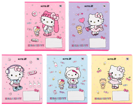 Зошит 12арк. кліт. "Kite" гібрид лак+УФ лак Hello Kitty №HK25-232-1(25)(600) — фото товару | Канцелярський Сад