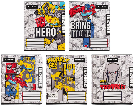 Зошит 12арк. кліт. "Kite" гібрид лак+УФ лак Transformers №TF25-232(25)(600) — фото товару | Канцелярський Сад