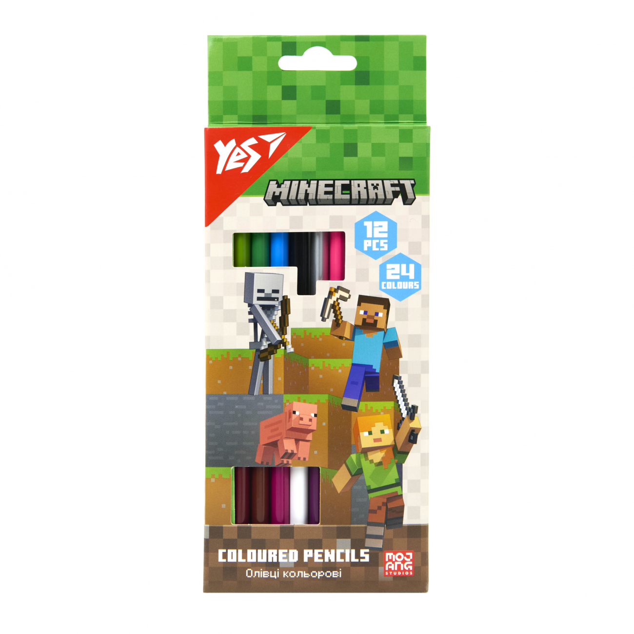 Олівці кольор. 24 кольор./12шт "Yes" №290763 Minecraft двостор.(12) — фото товару | Канцелярський Сад