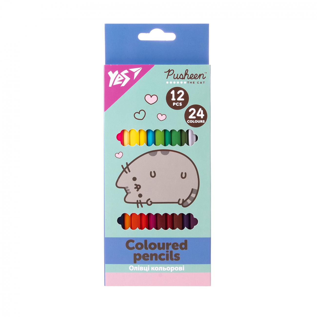 Олівці кольор. 24 кольор./12шт "Yes" №290764 Pusheenдвостор.(12) — купити | Канцелярський Сад