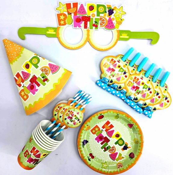 Набір для святкування на 36 предм. "Нарру Birhday" Фрукти №309/871309(1)(50) — купити | Канцелярський Сад