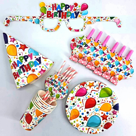 Набір для святкування на 36 предм. "Нарру Birhday" кольоровий №313/871313(1)(50) — купити | Канцелярський Сад