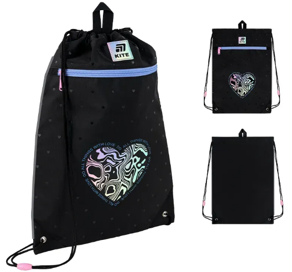 Сумка для взуття "Kite" 601M Love is 1від.,1карм. №K25-601M-5(10) — купити | Канцелярський Сад