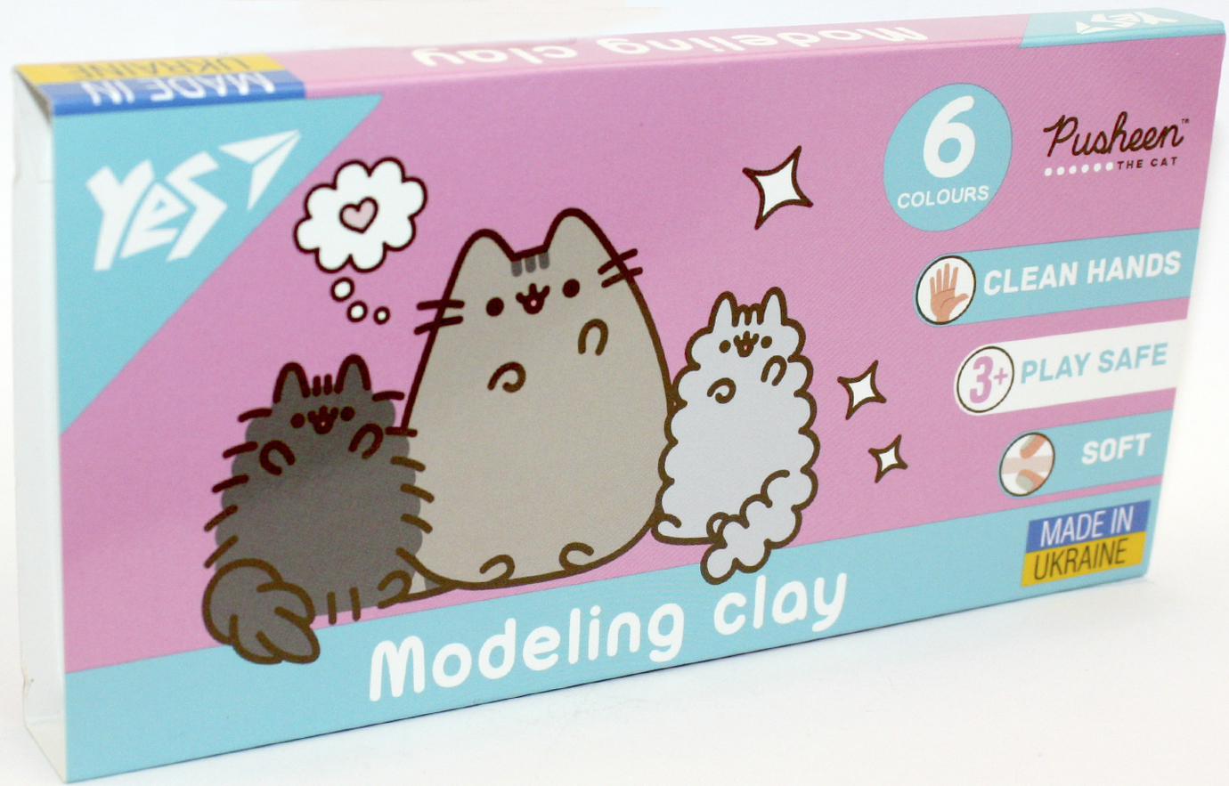 Пластилін "Yes" Pusheen 6 кольор. 120гр №540651(40) — фото товару | Канцелярський Сад