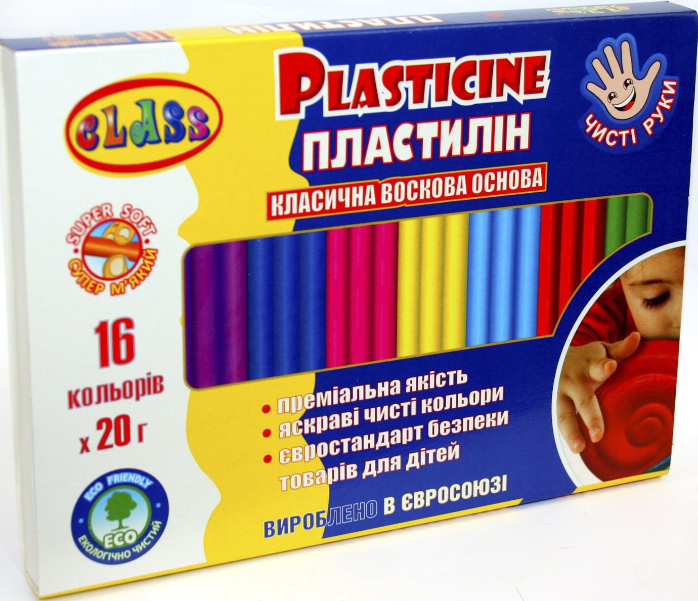Пластилін "Class" МАХІ 16 кольор.х 20гр №7647С(30) — фото товару | Канцелярський Сад