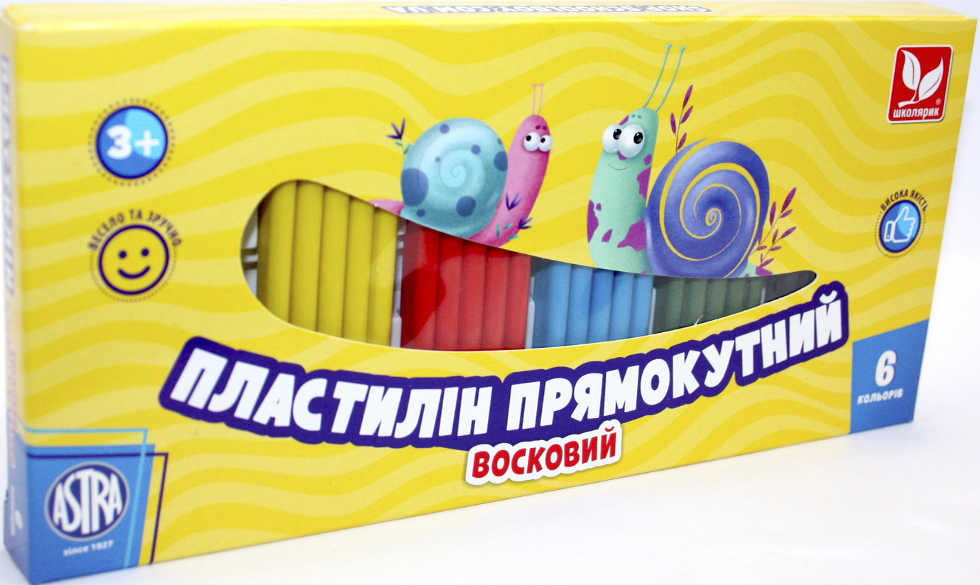 Пластилін "Школярик" 6 кольор. 130гр №303116001(24) — фото товару | Канцелярський Сад