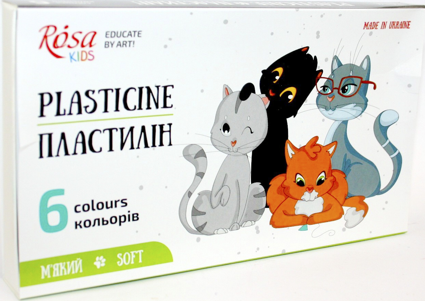 Пластилін "ROSA Kids" Cats 6кольор. зі стеком,96гр №302101(15) — фото товару | Канцелярський Сад