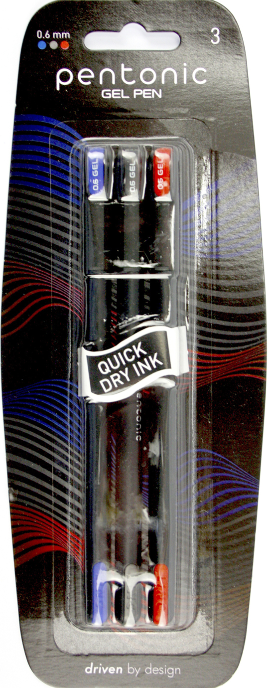 Набір ручок гел. "Linc" №420412 Pentonic 0,6мм 3шт мікс(12) — фото товару | Канцелярський Сад