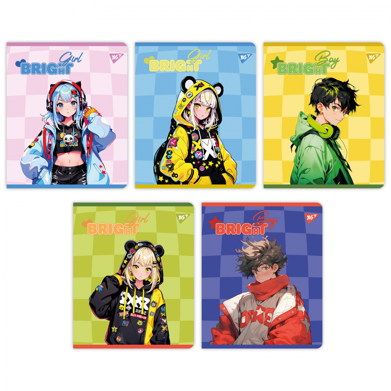 Зошит А5 YES 18арк. кліт. гібридний виб лак "Bright teenagers" №767515(10)(200) — фото товару | Канцелярський Сад