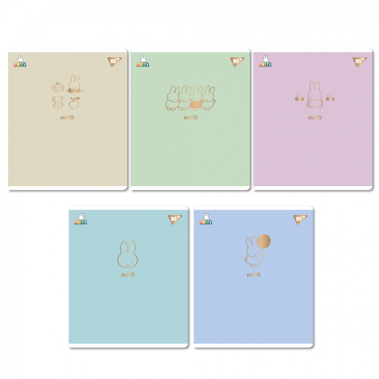 Зошит А5 YES 12арк. кос. лін. софт тач,фольга золото "Gold Miffy" №767499(10)(250) — фото товару | Канцелярський Сад