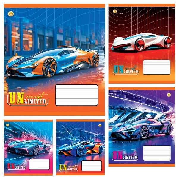 Зошит 18арк. кліт. /ТВ/ "Сучасні авто" №ТА51203(20)(400) — фото товару | Канцелярський Сад