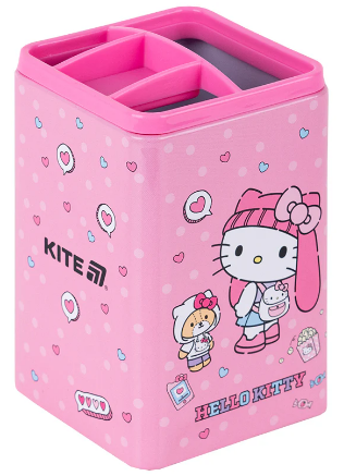 Стакан для ручок "Kite" №HK25-105-1 квадр. Hello Kitty(12)(96) — фото товару | Канцелярський Сад