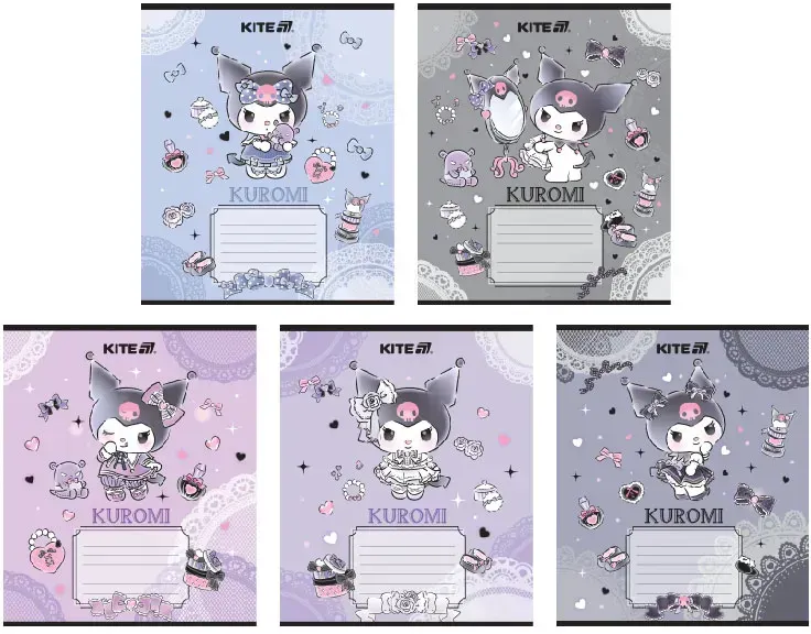 Зошит 18арк. лін. "Kite" фольга + УФ лак Kuromi №HK25-237-1(20)(400) — фото товару | Канцелярський Сад