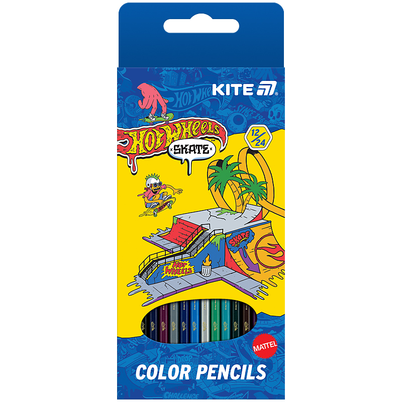 Олівці кольор. 12 кольор. "Kite" №HW25-054-2 Hot Wheels-2 двостор.(12)(240) — фото товару | Канцелярський Сад