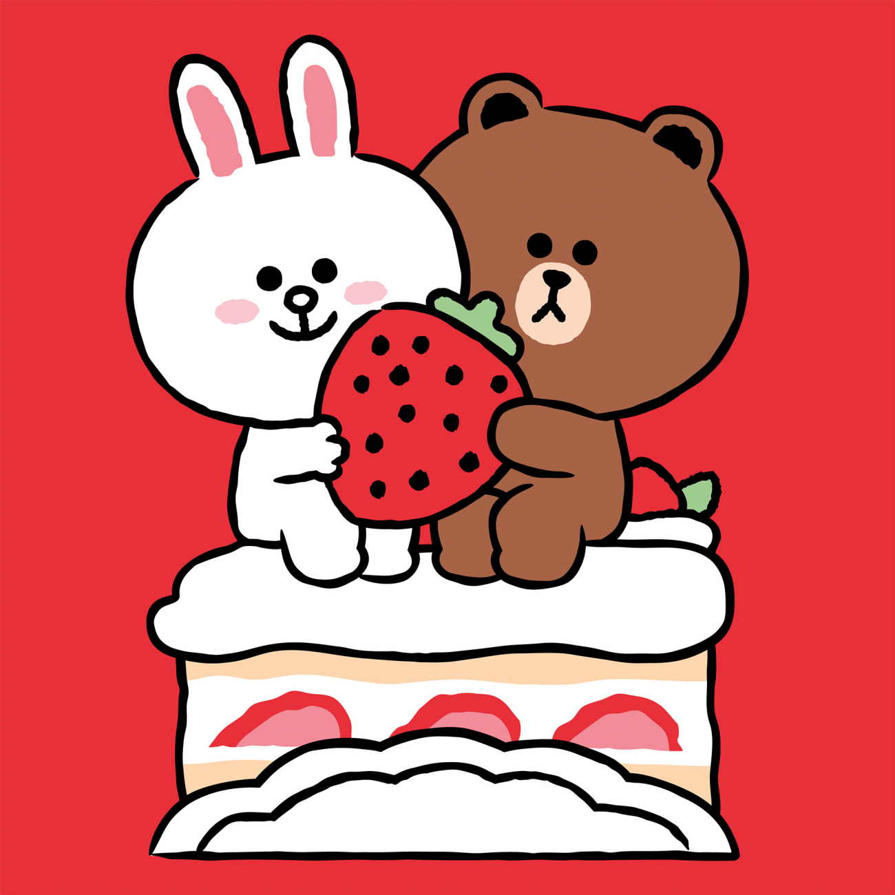 Картини по номерах "Лайн Френдс.Коні,Браун та полуничний тортик" 25х25см №955035/Santi/ — фото товару | Канцелярський Сад